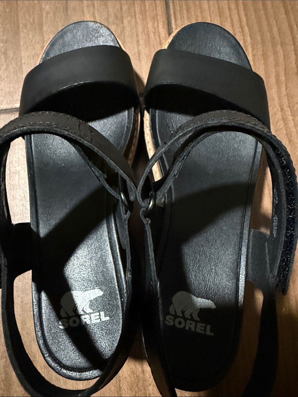Sorel Black Women's Cork-Trim Wedge Sandals